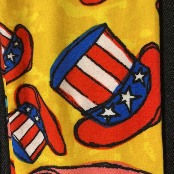 LuLaRoe Kid’s New Unisex S/M Patriotic Hat Firecracker Leggings NWT - Picture 7 of 9